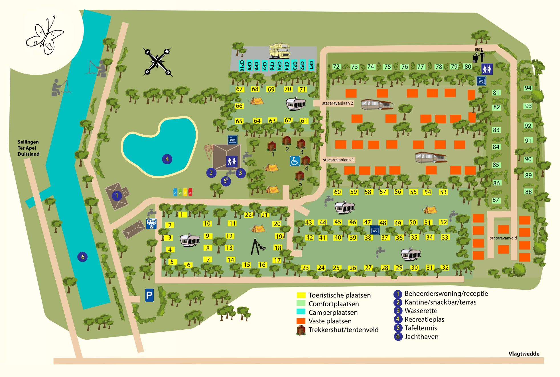 Plattegrond van de camping